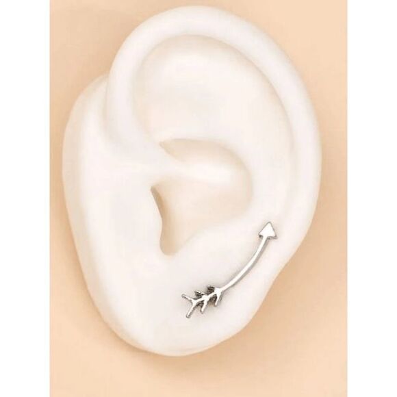 SILVER ARROW EAR CRAWLER EARRINGS - Picture 3 of 4